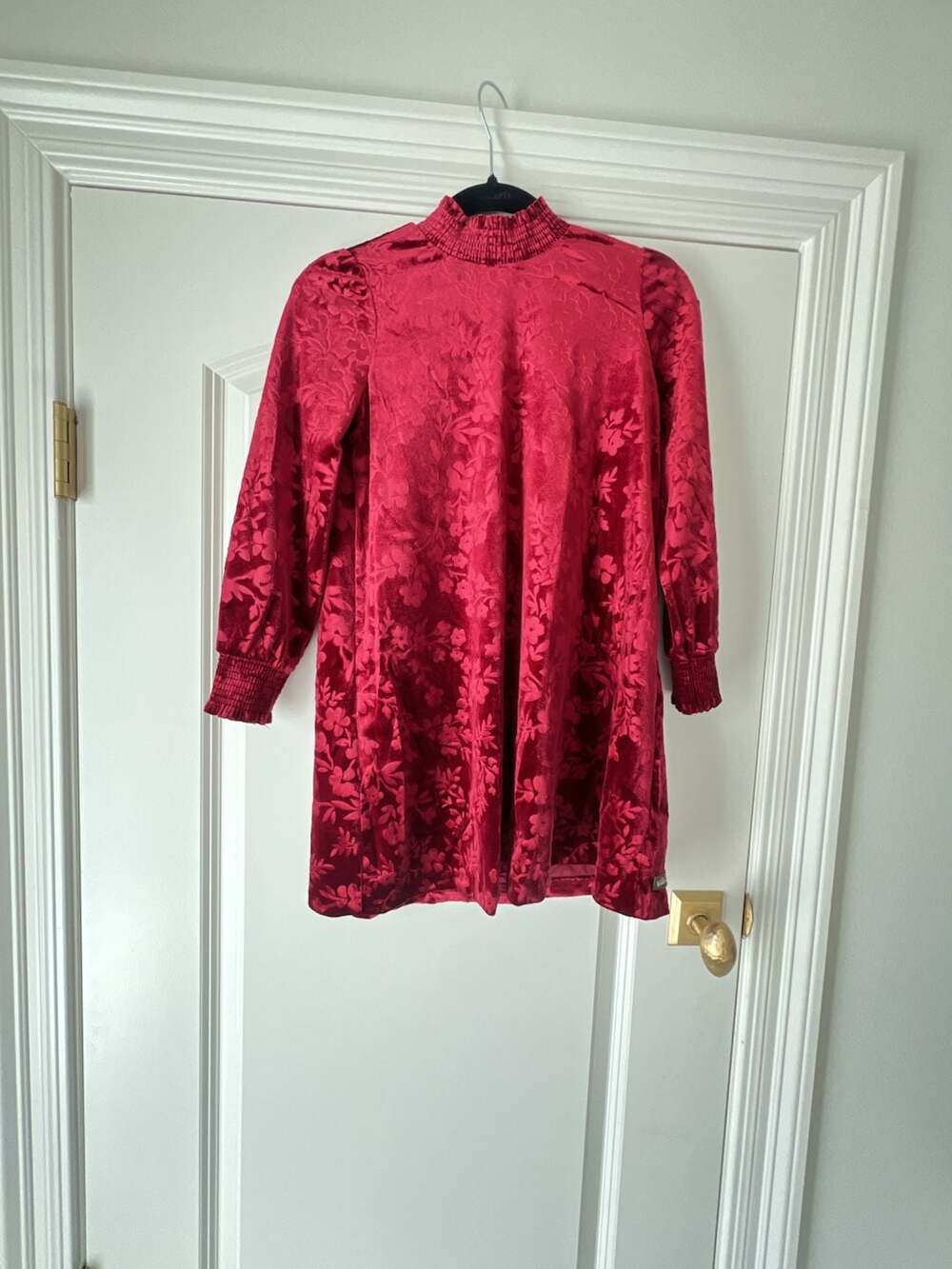 Matilda Jane Girls Velour Holiday Dress Red Floral Mock